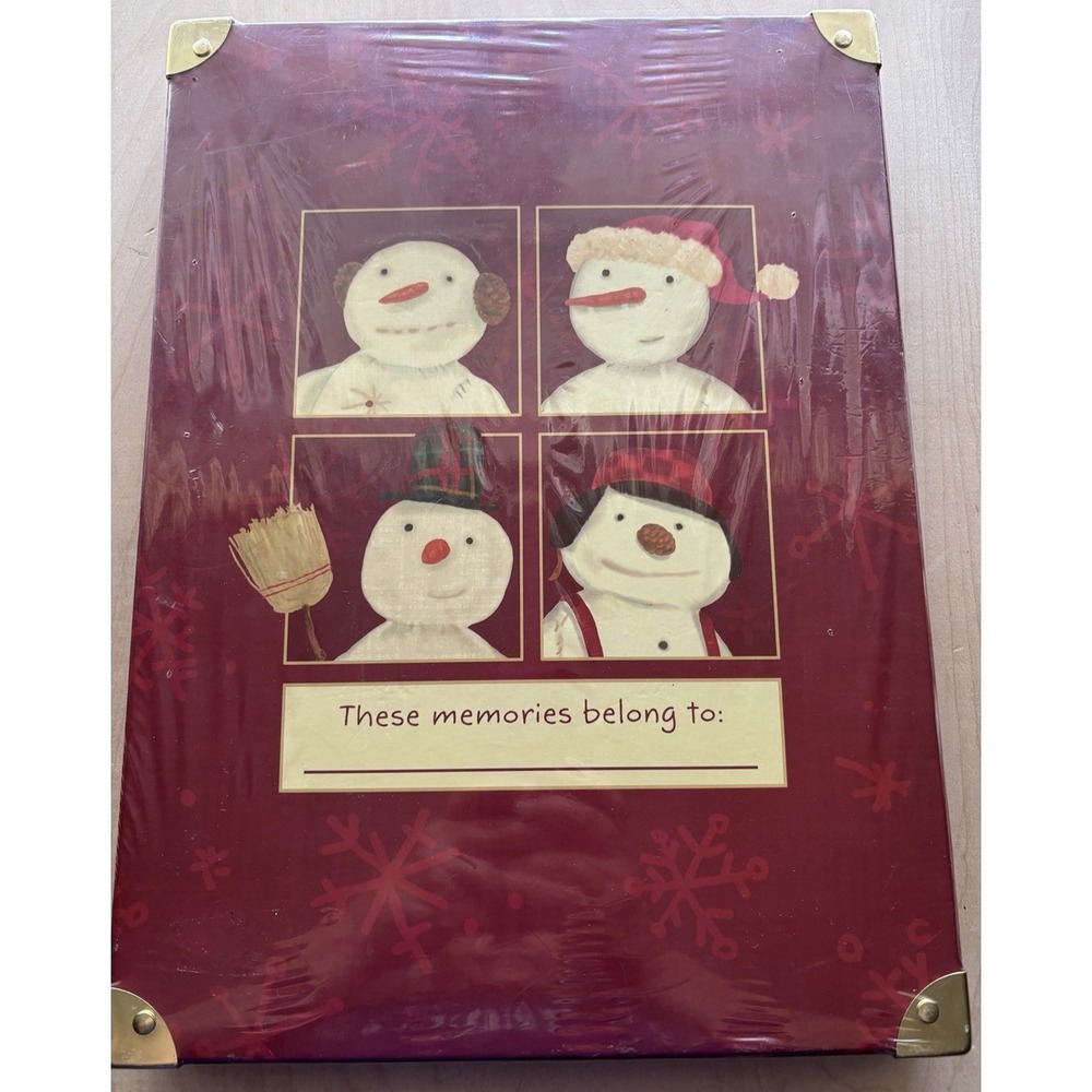 Vtg Hallmark Keepsake Ornament Storage Box NIP Red Snowman Christmas Gold Handle